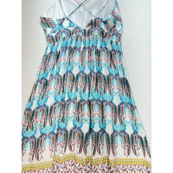 Nhim Womens Paisley Maxi Dress Sze M Multicolor Strappy Summer Beach V-Neck Chic - Picture 12 of 13